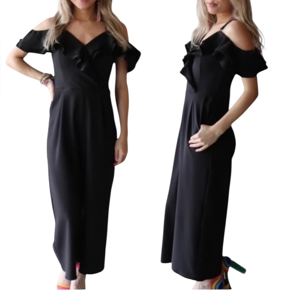 Main Strip Black Off-Shoulder Jumpsuit